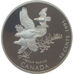 50 CENTS -  50 CENTS 1995 - LAGOPÈDES À QUEUE BLANCHE (LAGOPUS LEUCURUS) (PR) -  PIÈCES DU CANADA 1995 04