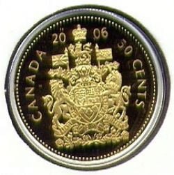 50 CENTS -  50 CENTS 2006 - ARMOIRIES DU CANADA : ÉDITION DORÉE (PR) -  PIÈCES DU CANADA 2006