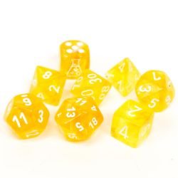 7 DÉS ENSEMBLE JDR -  7 DICE,BOREALIS CANARI/LUMINAIRE BLANC AVEC DÉS BONUS -  BOREALIS CHX