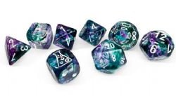 7 DÉS ENSEMBLE JDR -  7 DÉS, FLUORITE POLYÉDRIQUE/BLANC (AVEC DÉS BONUS) -  NEBULA CHX