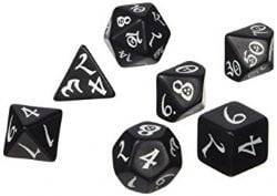 7 DÉS ENSEMBLE JDR -  7 DÉS, NOIR ET BLANC -  CLASSIC RPG DICE SET Q-WORKSHOP