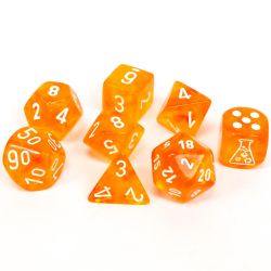 7 DÉS ENSEMBLE JDR -  JEU DE 7 MATRICES POLYÉDRIQUES : ORANGE SANGUINE BORÉAL/LUMINAIRE BLANC AVEC DÉS BONUS -  BOREALIS CHX