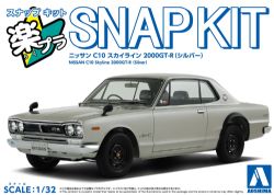 AOSHIMA -  1/32 -NISSAN C10 SKYLINE 2000GT-R (SILVER) -  SNAP KIT 16-SV