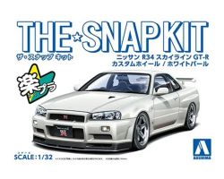 AOSHIMA -  1/32 - NISSAN R34 SKYLINE  CUSTOM WHEEL (WHITE PEARL) -  SNAP KIT 11-SP3