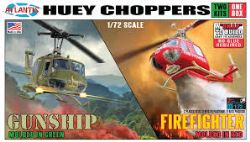 ATLANTIS -  1/72 - GUNSHIP & FIREFIGHTER HELICOPTER -  TWO KIT SNAP TO BUILD 1026