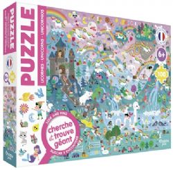 AUZOU -  PUZZLE CHERCHE ET TROUVE GÉANT  (100 PIECES) - LICORNES 6 ANS+