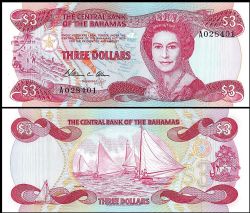 BAHAMAS -  3 DOLLARS 1974 (UNC)