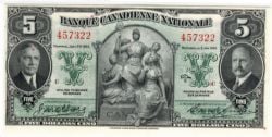 BANQUE CANADIENNE NATIONALE -  5 DOLLARS 1935 -  1935 CANADIAN BANKNOTES