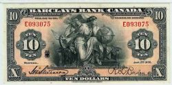 BARCLAYS BANK (CANADA) -  10 DOLLARS 1935 -  BILLETS DU CANADA 1935