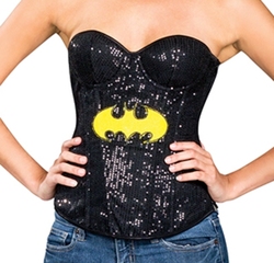 BATGIRL -  CORSET DE BATGIRL À PAILLETTES (ADULTE)
