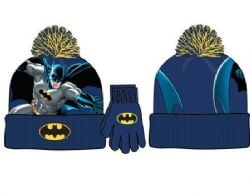 BATMAN -  ENSEMBLE BONNET ET GANTS À POMPON