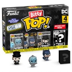 BATMAN -  PAQUET DE 4 FIGURINES BITTY POP! MR.FREEZE, BATMAN ET LE PENGOUIN  ET MYSTÈRE -  BATMAN 85ME ANNIVERSAIRE