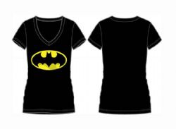 BATMAN -  T-SHIRT LOGO - NOIR - COL EN V (FEMME)