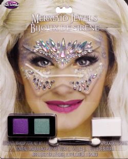 BIJOUX POUR LE CORPS -  ENSEMBLE DE MAQUILLAGE DE SIRÈNE - BIJOUX POUR LE VISAGE, MAQUILLAGE, ÉPONGE & PINCEAU