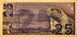 BILLETS HUMORISTIQUES -  LES ANIMAUX D'AMÉRIQUE DU NORD : CHIEN DE PRAIRIE (BILLET DE 25 MG D'OR PUR 24K)