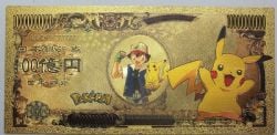 BILLETS HUMORISTIQUES -  POKÉMON GO : PIKACHU (EEVEE) - BILLET DE 10 BILLION DE YEN DU JAPON (PLAQUÉ EN OR PUR)