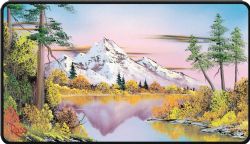 BOB ROSS -  SURFACE DE JEU BORDURES SURJETÉE NOIRE - LAC DE MONTAGNE (61 X 33 CM)