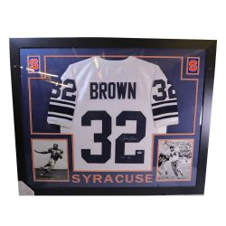 BROWNS DE CLEVELAND -  JERSEY ENCADRÉ AUTOGRAPHIÉ DE JIM BROWN - SYRACUSE ORANGE FOOTBALL