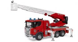 BRUDER -  CAMION DE POMPIERS AVEC ÉCHELLE PIVOTANTE, POMPE À EAU ET MODULE SON + LUMIÈRE -  SCANIA SUPER 560R