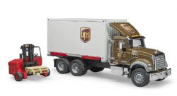BRUDER -  CAMION LOGISTIQUE UPS MACK GRANITE AVEC CHARIOT ÉLÉVATEUR