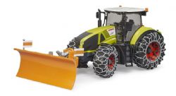 BRUDER -  CLAAS AXION 950 AVEC CHAÎNES À NEIGE ET LAME DE NIVELEUSE