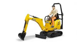 BRUDER -  MICRO-PELLETEUSE 8010 CTS ET OUVRIER DE CHANTIER -  JCB