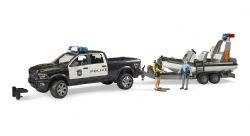 BRUDER -  PICK-UP DE POLICE RAM 2500 AVEC MODULE L + S, REMORQUE, BATEAU, POLICIÈRE ET PLONGEUR