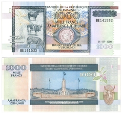 BURUNDI -  1000 FRANCS 2000 (UNC) 39C