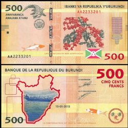 BURUNDI -  500 FRANCS 2015 (UNC) 50