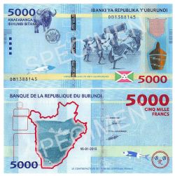 BURUNDI -  5000 FRANCS 2015 (UNC) 53