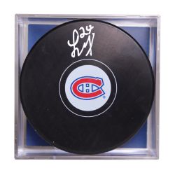 CANADIENS DE MONTRÉAL -  RONDELLE DE HOCKEY AUTOGRAPHIÉE PAR LOGAN MAILLOUX - (LOGO)