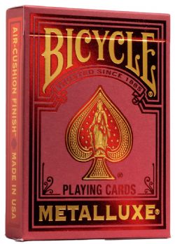 CARTES FORMAT POKER -  BICYCLE - ROUGE FÊTE -  METALLUXE