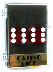 CASINO DICE -  DES DE CASINO - 2D6, 19MM - ROUGE ET BLANC