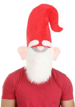 CHAPEAU DE GNOME ROUGE SURDIMENSIONNÉ AVEC BARBE