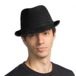 CHAPEAU FEDORA EN FAUX CUIR - NOIR (ADULTE)