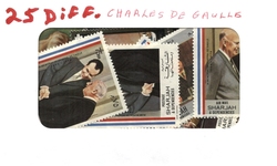 CHARLES DE GAULLE -  25 DIFFÉRENTS TIMBRES - CHARLES DE GAULLE