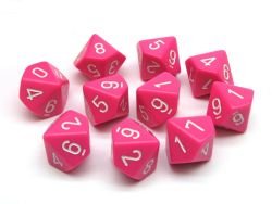 CHESSEX -  ENSEMBLE DE 10D10 OPAQUE - ROSE / BLANC