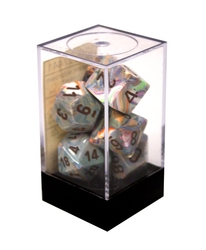 CHESSEX -  ENSEMBLE DE 7 DÉS JDR, FESTIVE ECLATANT AVEC BRUN -  ENSEMBLE DE 7 DÉS JDR FESTIVE