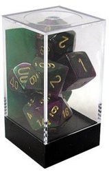 CHESSEX -  ENSEMBLE DE 7 DÉS JDR, GEMINI VERT-MAUVE/OR -  ENSEMBLE DE 7 DÉS JDR GEMINI