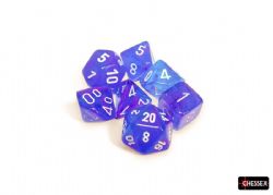CHESSEX -  ENSEMBLE DE 7 DÉS JDR, NEBULA BLEU AURA & BLANC - LUMINEUX -  ENSEMBLE DE 7 DÉS JDR NEBULA