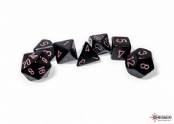 CHESSEX -  ENSEMBLE DE 7 DÉS JDR, OPAQUE OPAQUE NOIR/ROSE -  ENSEMBLE DE 7 DÉS JDR OPAQUE