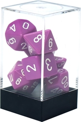 CHESSEX -  ENSEMBLE DE 7 DÉS JDR, OPAQUE VIOLET PÂLE ET BLANC -  ENSEMBLE DE 7 DÉS JDR OPAQUE