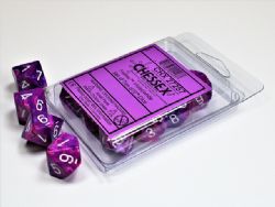 CHESSEX -  ENSEMBLE DÉS 10D10, FESTIVE VIOLET AVEC CHIFFRES BLANCS -  ENSEMBLE DÉS 10D10 FESTIVE