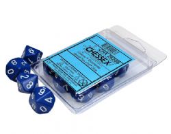 CHESSEX -  ENSEMBLE DÉS 10D10, OPAQUE NOIR BLEU/BLANC -  ENSEMBLE DÉS 10D10 OPAQUE