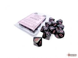 CHESSEX -  ENSEMBLE DÉS 10D10, OPAQUE NOIR OPAQUE/ROSE -  ENSEMBLE DÉS 10D10 OPAQUE