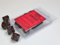 CHESSEX -  ENSEMBLE DÉS 10D10, OPAQUE NOIR OPAQUE/ROUGE -  ENSEMBLE DÉS 10D10 OPAQUE