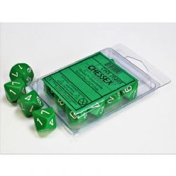 CHESSEX -  ENSEMBLE DÉS 10D10, OPAQUE VERT AVEC CHIFFRES BLANCS -  ENSEMBLE DÉS 10D10 OPAQUE