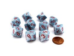 CHESSEX -  ENSEMBLE DÉS 10D10, SPECKLED AIR AVEC CHIFFRES ROUGES -  ENSEMBLE DÉS 10D10 SPECKLED