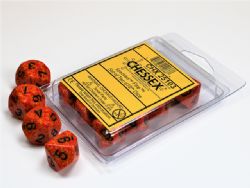 CHESSEX -  ENSEMBLE DÉS 10D10, SPECKLED FEU AVEC CHIFFRES NOIRS -  ENSEMBLE DÉS 10D10 SPECKLED