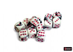 CHESSEX -  ENSEMBLE DÉS 12D6, GEMINI NOIR & BLANC & ROSE -  ENSEMBLE DÉS 12D6 GEMINI